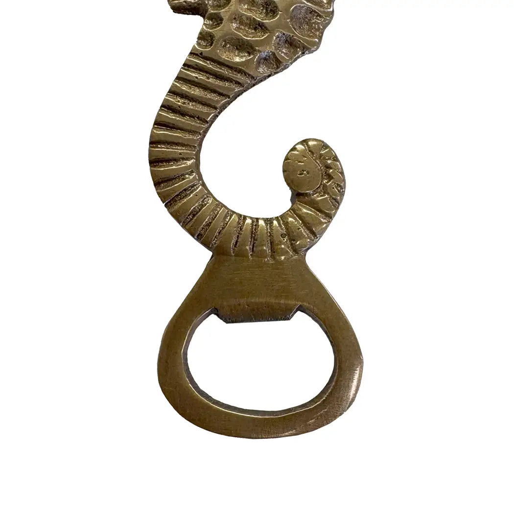 6" Antiqued Solid Brass Sea Horse Bottle Opener Barware