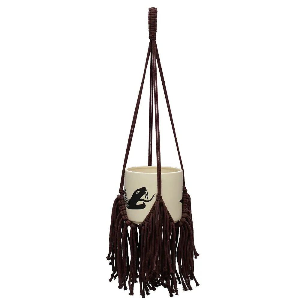 Fringed Plant Hanger - Dark Brown