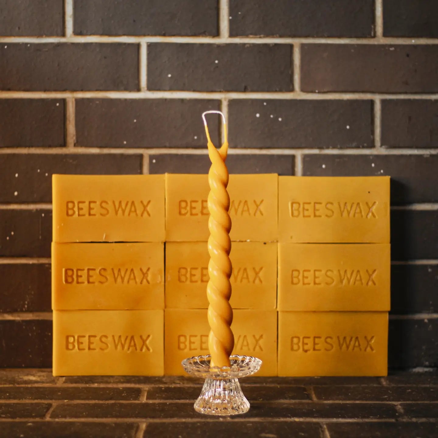 Twisted Candlestick | 11" Twin Flame Candle | Pure Beeswax