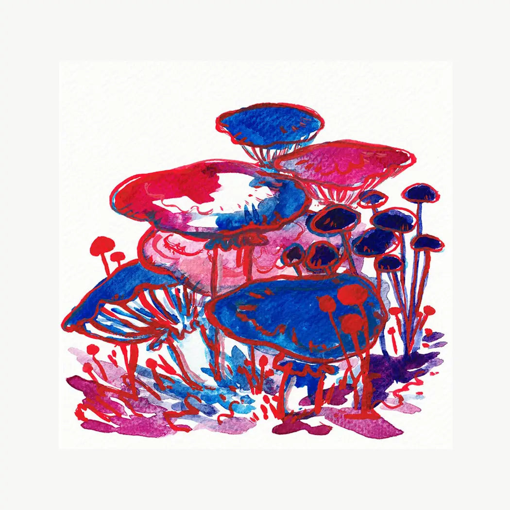 Print - "Blue & Magenta Mushrooms"