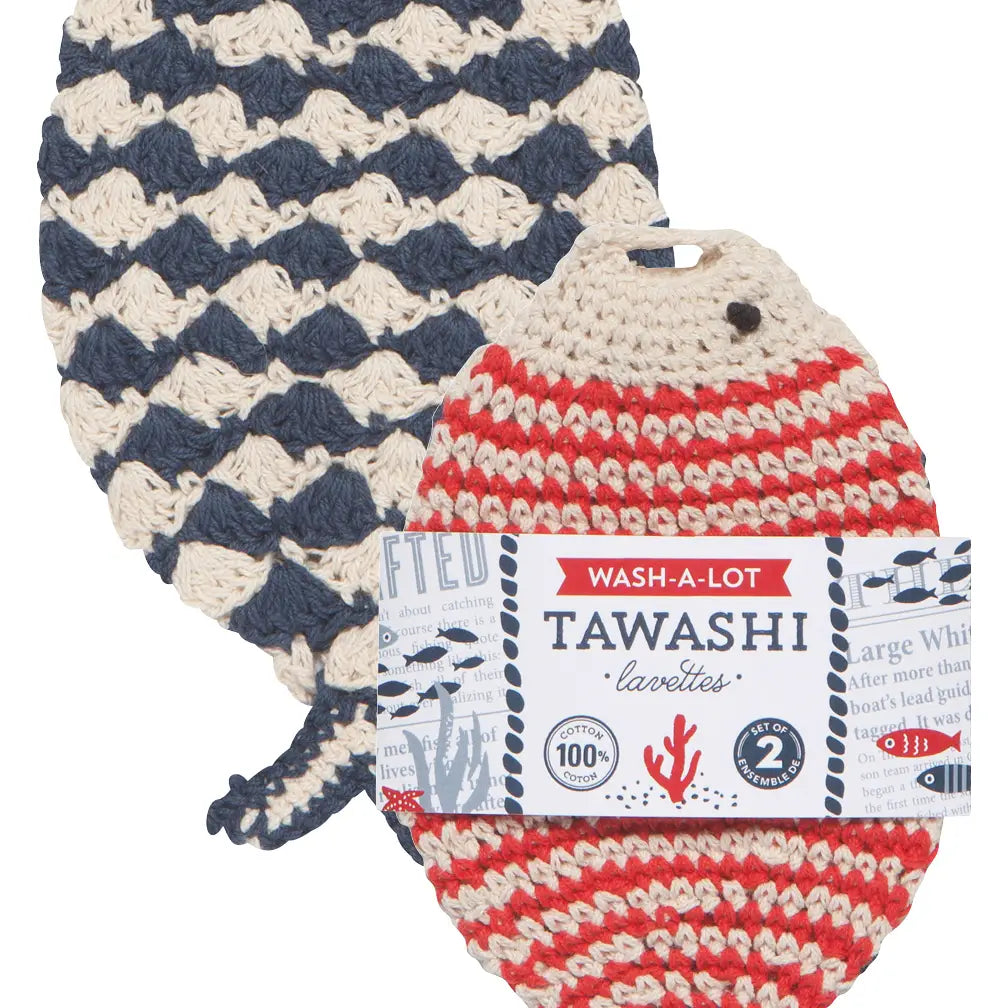 Little Fish Tawashi Crocheted Dishcloths Set of 2