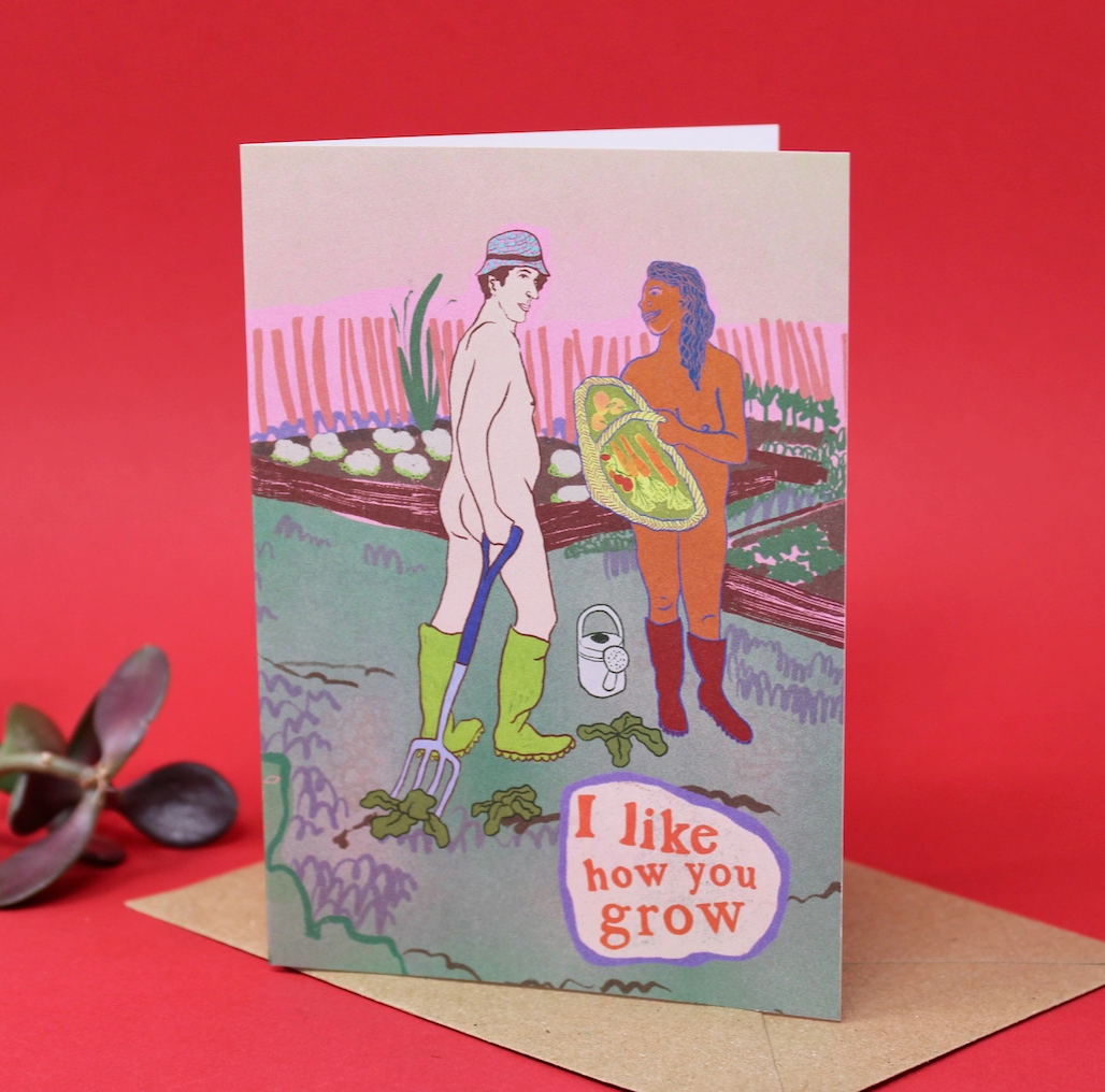 Naked Gardener A6 Greetings Card