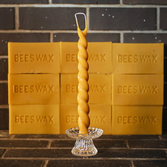 Twisted Candlestick | 11" Twin Flame Candle | Pure Beeswax