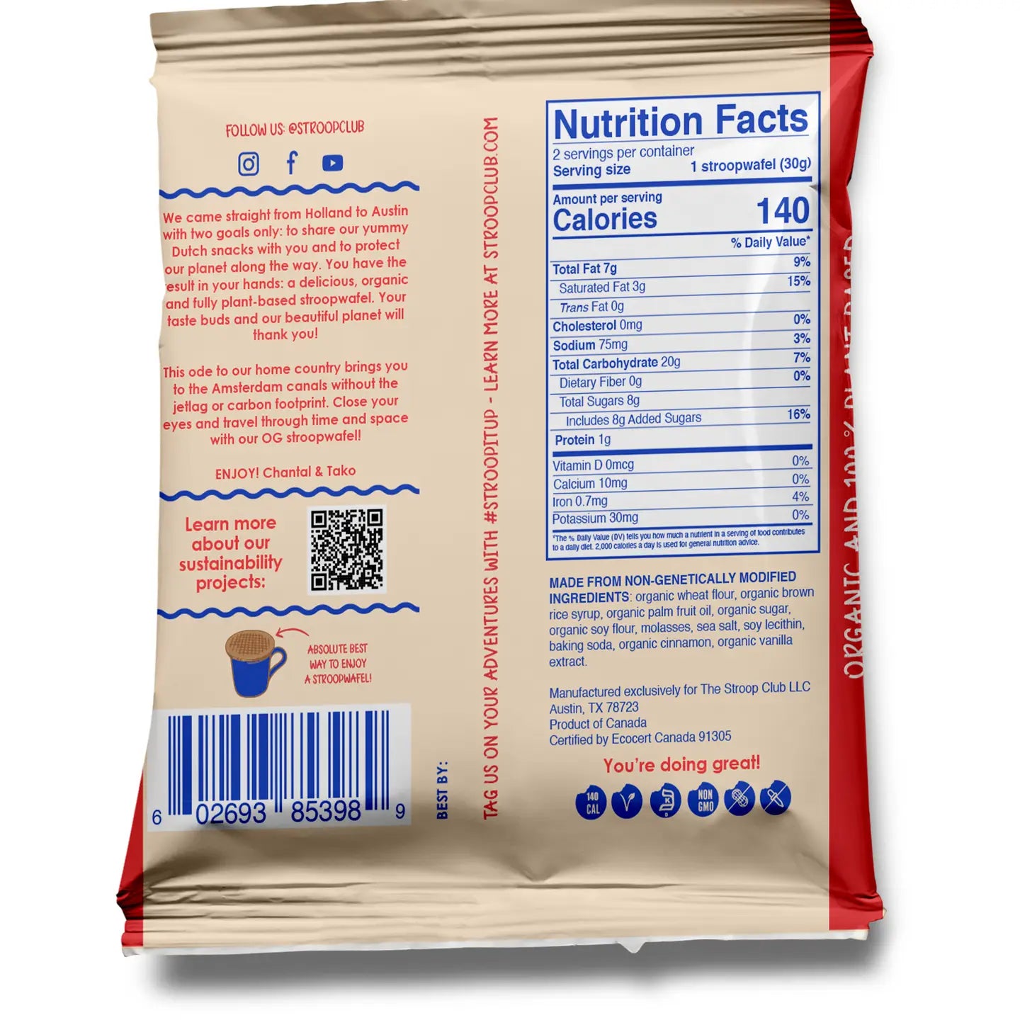 Traditional Caramel Organic and Plant-Based Stroopwafel 2-pa