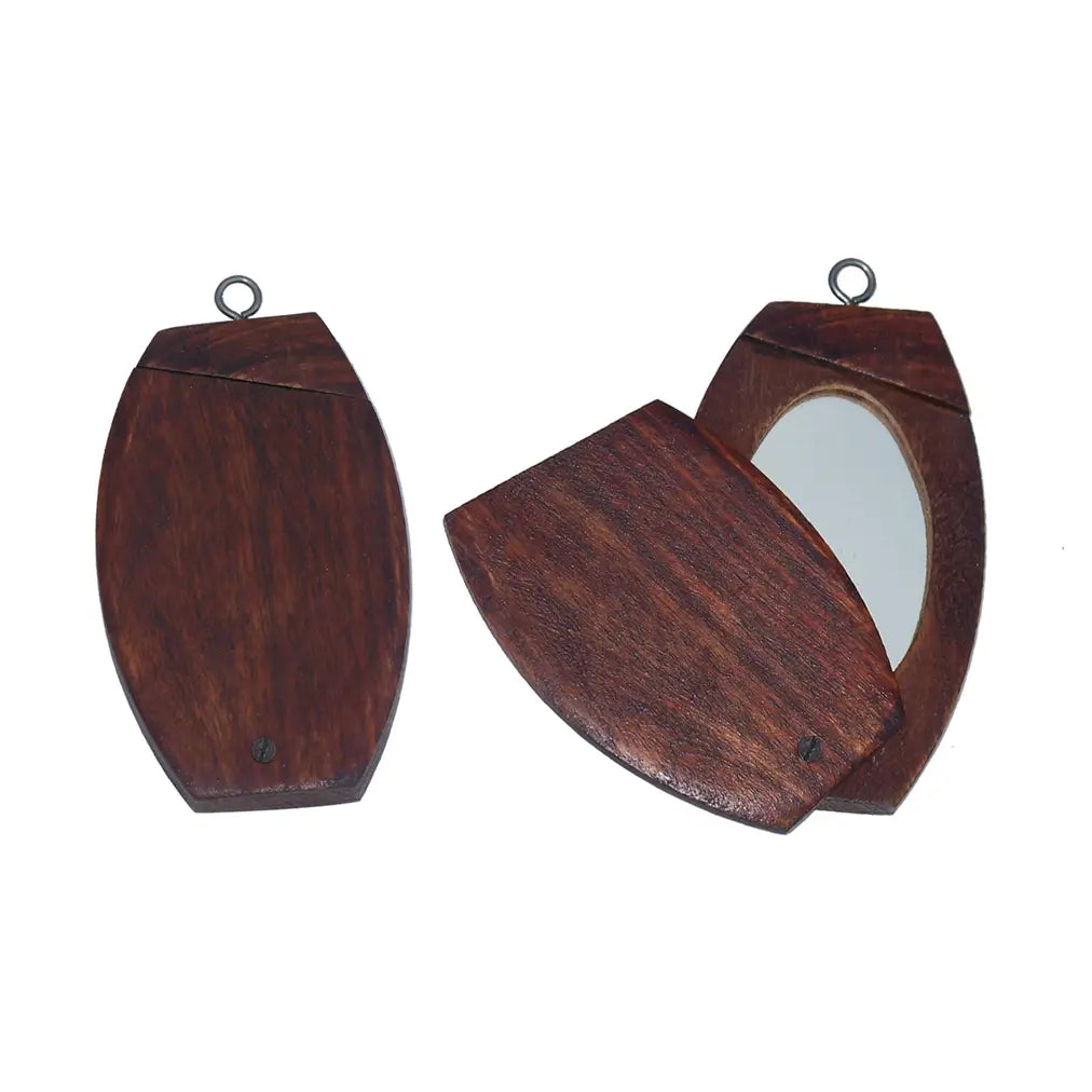 4" Solid Wood Colonial Traveling Mirror with Swivel Lid