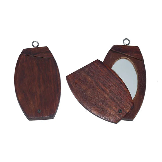 4" Solid Wood Colonial Traveling Mirror with Swivel Lid